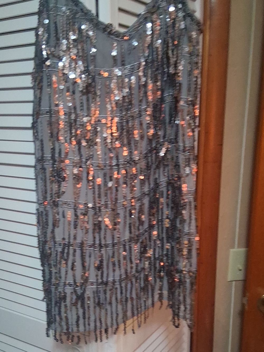 Mustard Seed Gray Sequin Fringe Mini Dress